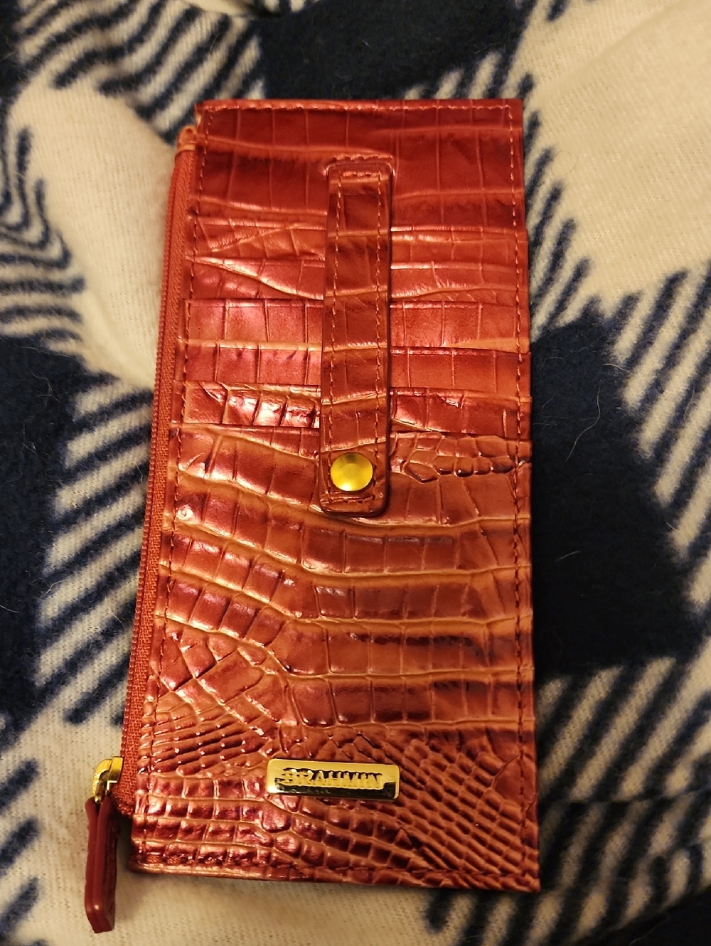 Brahmin Croc-Embossed Metallic Copper Wallet